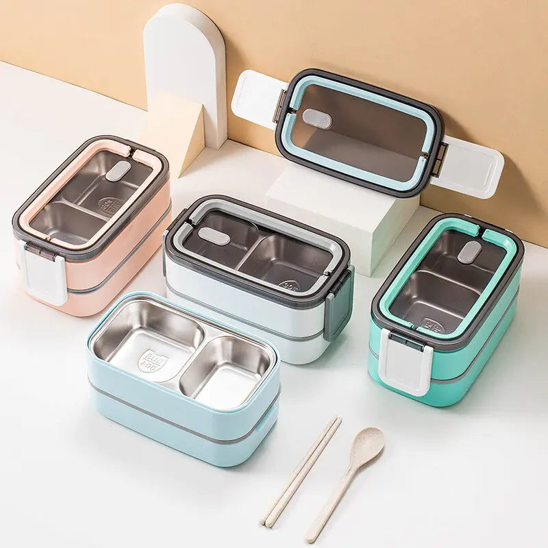 2 - Layer Stainless Steel Bento Lunch Box with Lid