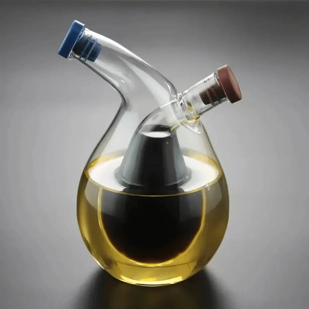 Oil & Vinegar Dispenser - Double Glass Bottle for Stylish Serving & Storage
