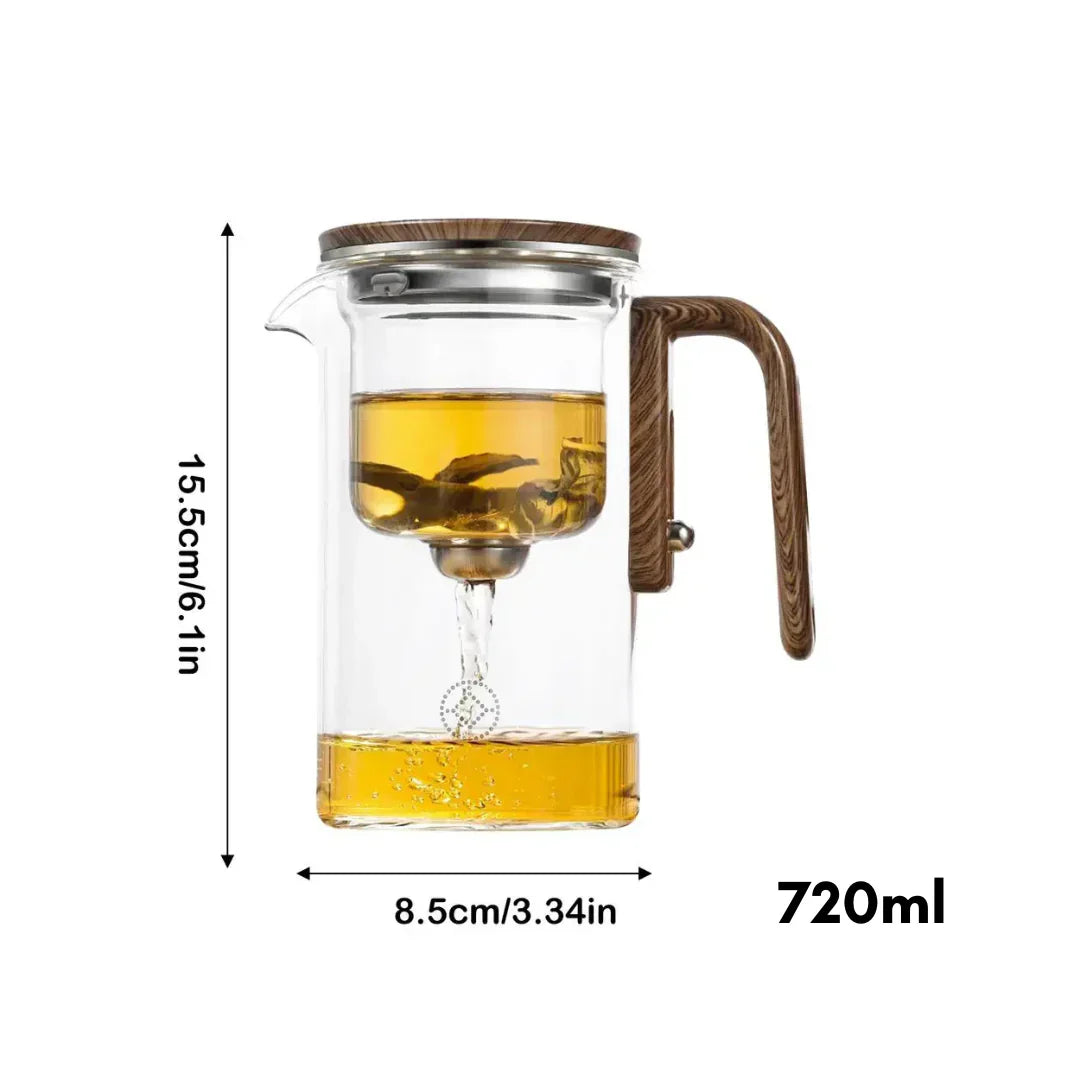 Elegant Glass Teapot with Wooden Handle - Transparent Teapot for Tea Enjoyment