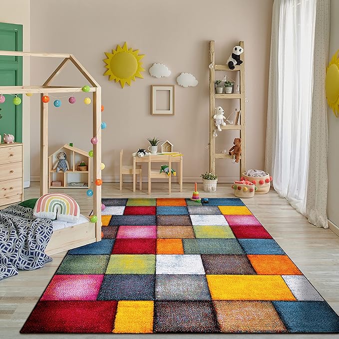 Paco Home Large Rug Short Pile Livingroom Modern Geometric Pattern 3D, Size:200x290 cm, Colour:Multicolored