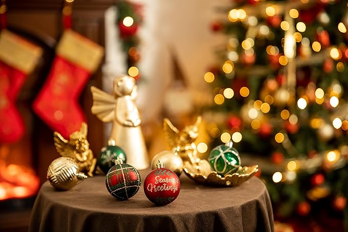 Beautifully decorated Christmas tree with red and gold ornaments, shimmering ribbon, and lights – perfect festive centerpiece for indoor home or event holiday decor.