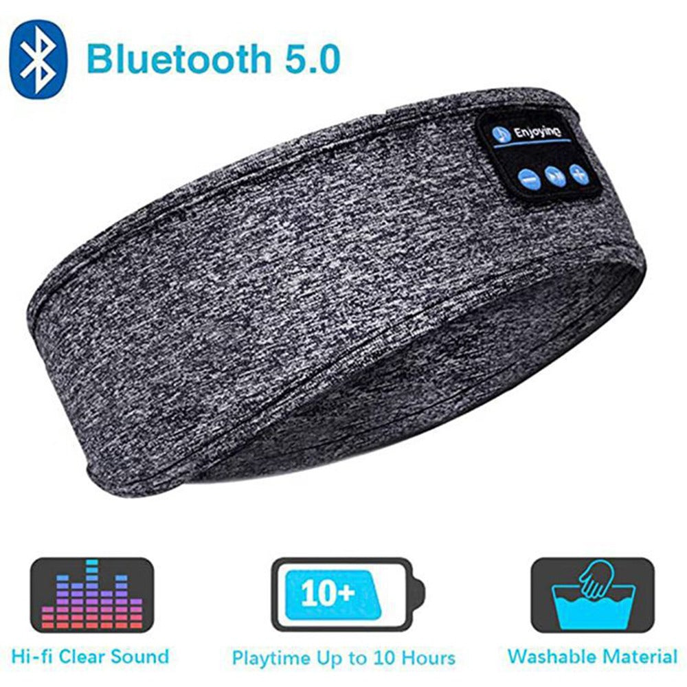 Wireless Bluetooth Headband Sleeping Eye Mask Headphones Headset Music Sports - Grey