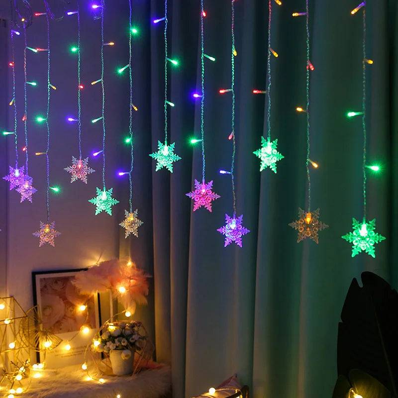 Led Fairy Lights With Snowflakes - Colourful Decorative Lights For Christmas And Festive Decorations